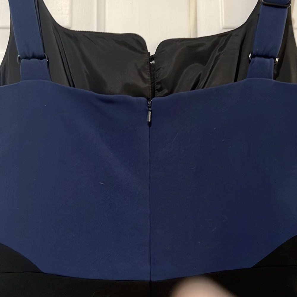 Black Halo Cobalt Blue and Black Color Block Dress with Mesh Insert - Picture 5 of 8